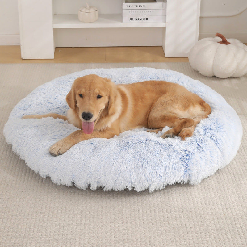 Plush Round Pet Bed Warm Sleeping Mat Cozy Nest