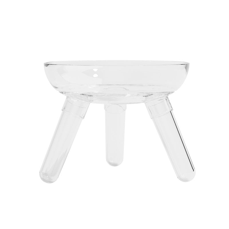 Pet Transparent Glass Anti Knock Feeding Bowl Accessories