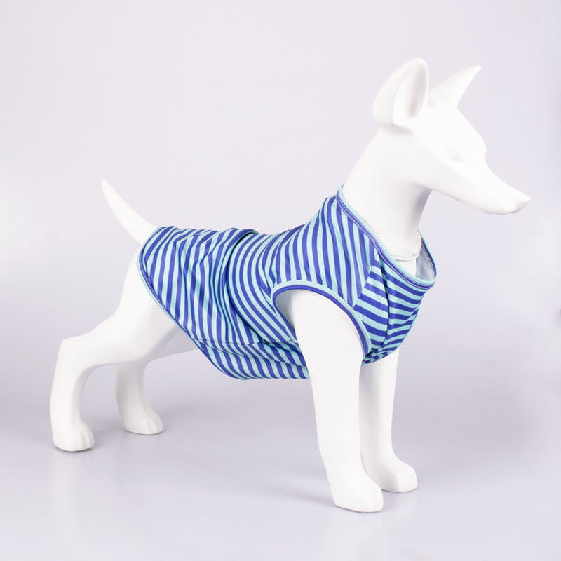 Pet Striped Crew Neck Tank Top T-Shirt Apparel