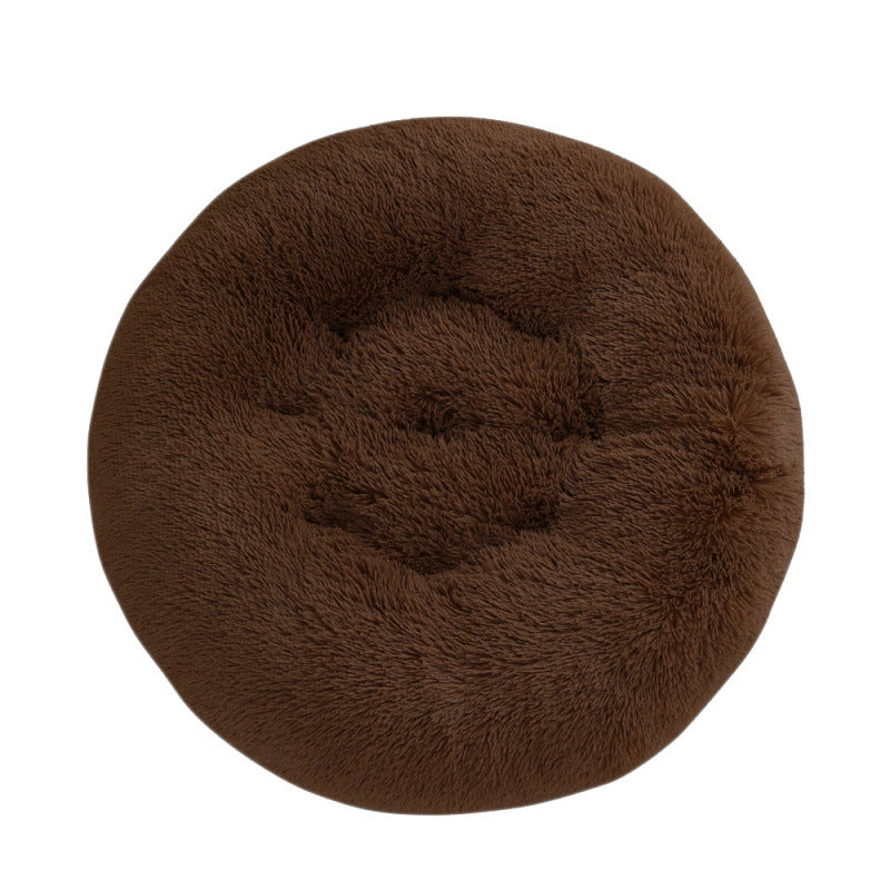Plush Round Pet Bed Warm Sleeping Mat Cozy Nest