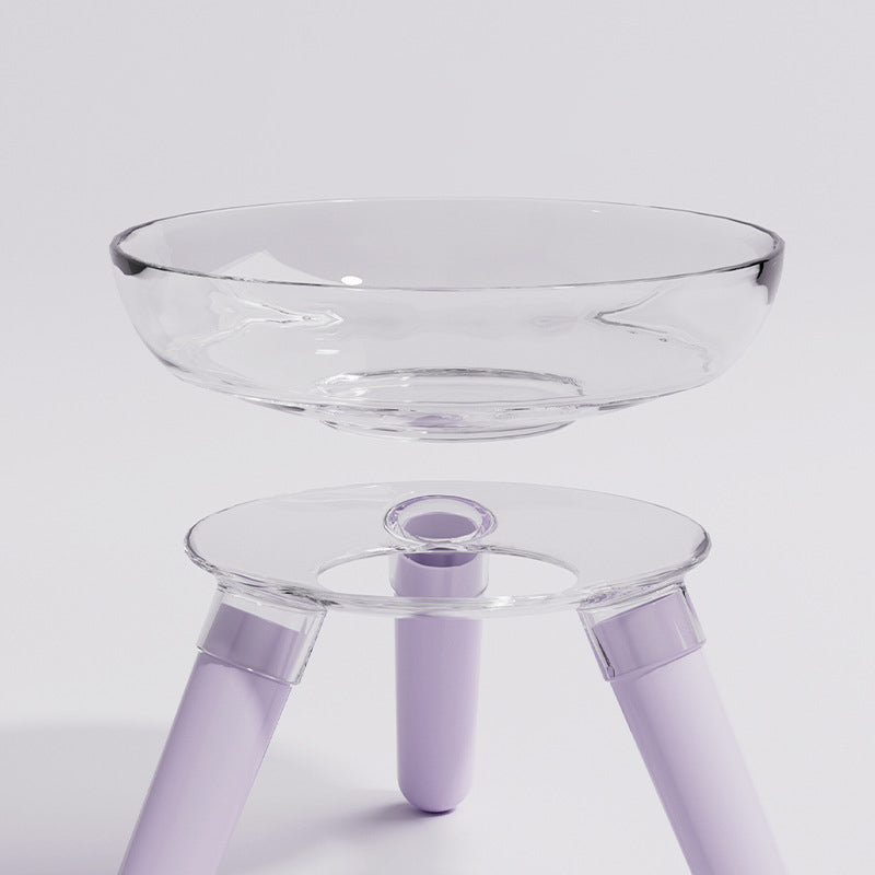 Pet Transparent Glass Anti Knock Feeding Bowl Accessories
