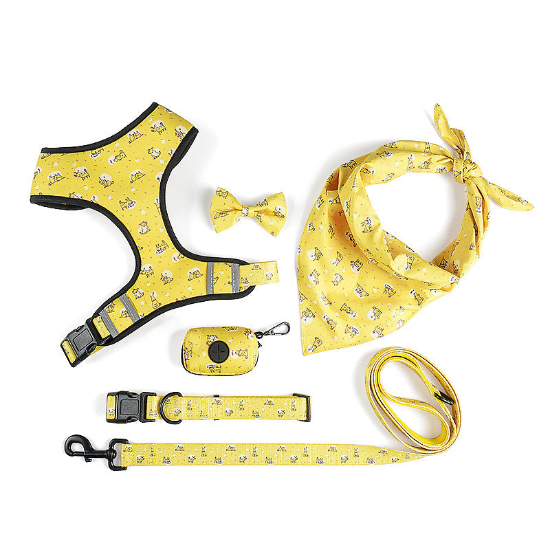 Bow Design Pet Harness With Control Leash Set