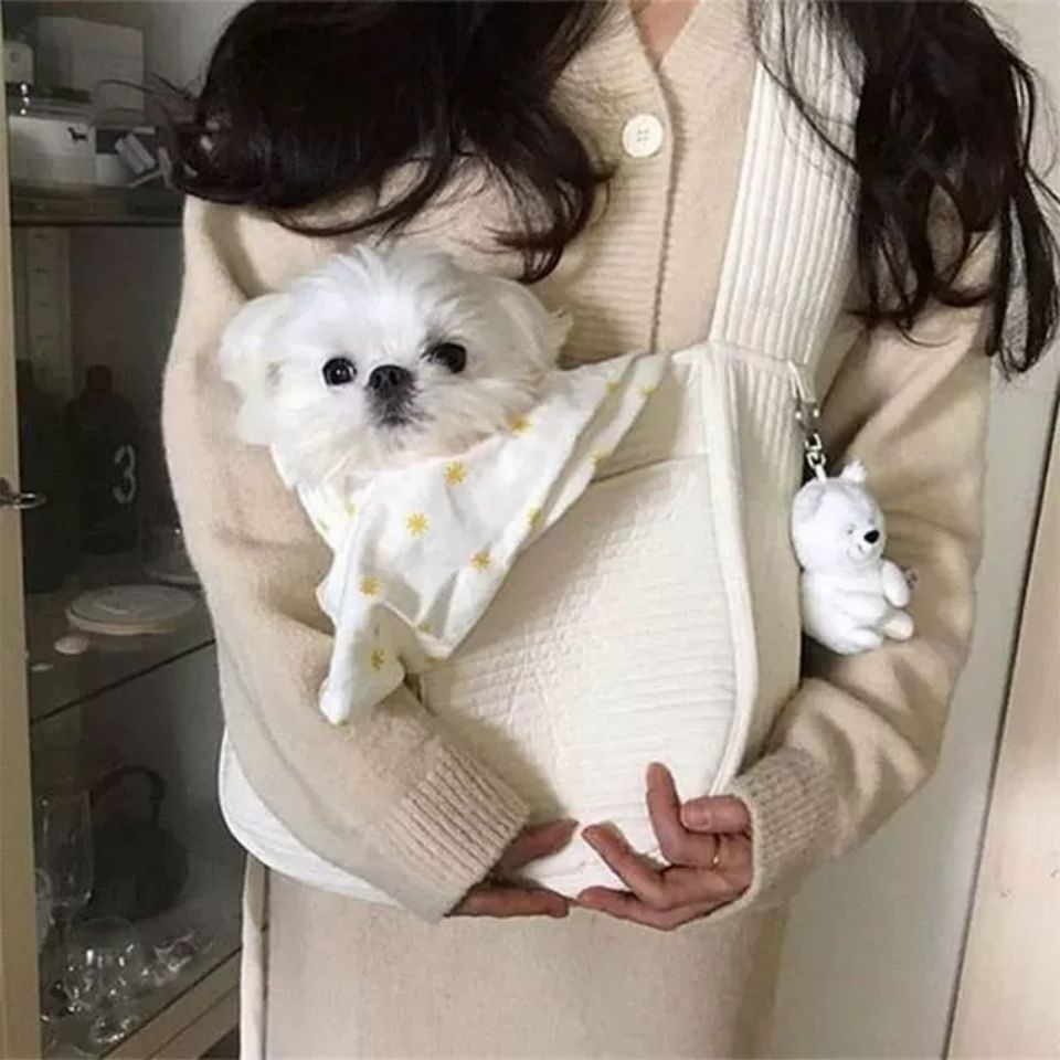Handmade Canvas Pet Carrier Shoulder Travel Tote Bag
