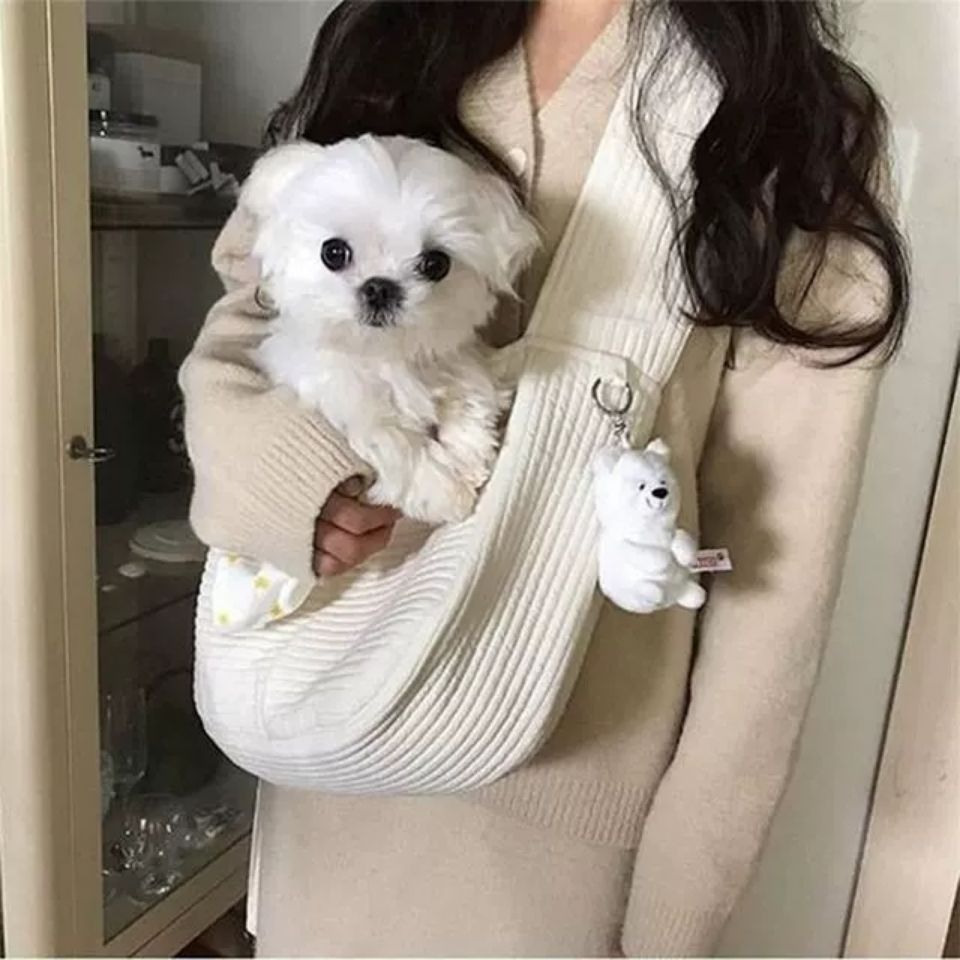Handmade Canvas Pet Carrier Shoulder Travel Tote Bag