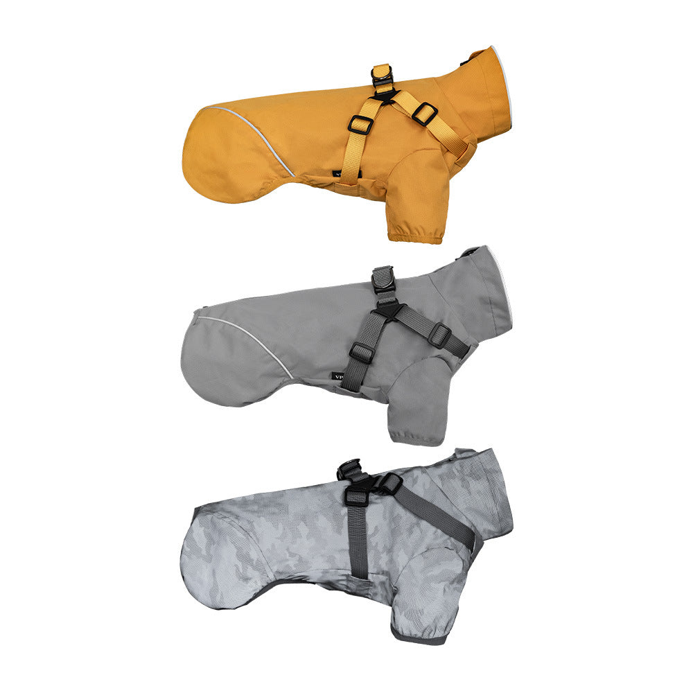 Pet Chest Back Waterproof Raincoat Two Leg Traction Coat