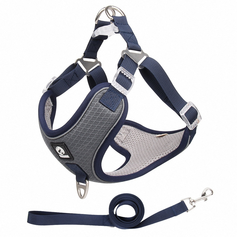 Adjustable Breathable Pet Harness With Control Leash