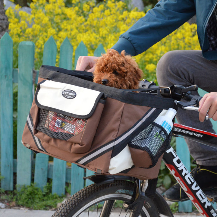 Pet Bicycle Carrier Removable Handlebar Front Basket Travel Bag