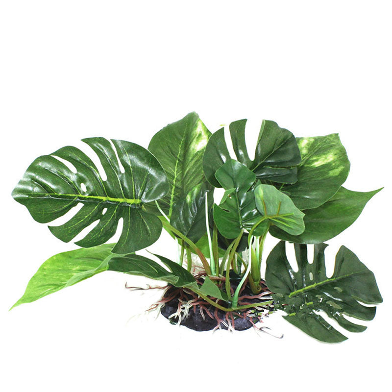 Reptile Box Aquarium Simulation Plant Ornament Monstera Decoration