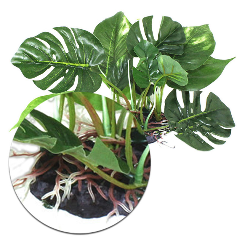 Reptile Box Aquarium Simulation Plant Ornament Monstera Decoration