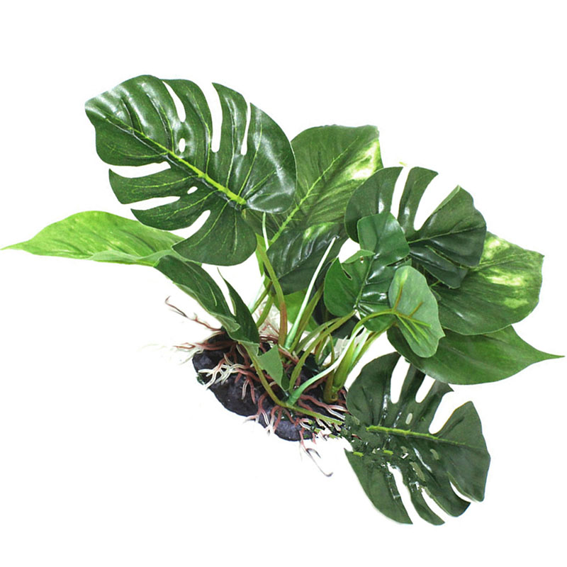Reptile Box Aquarium Simulation Plant Ornament Monstera Decoration