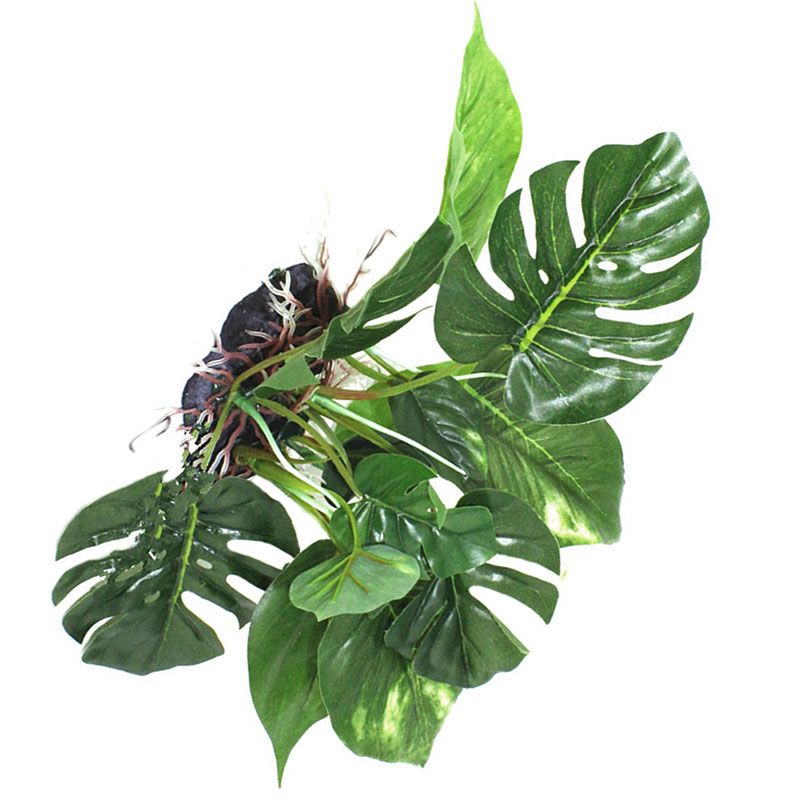 Reptile Box Aquarium Simulation Plant Ornament Monstera Decoration
