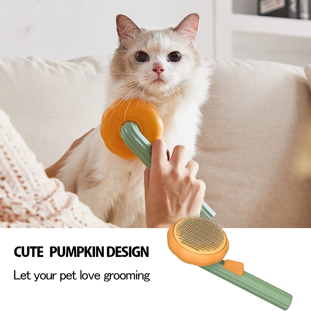 Pet Pumpkin Self Cleaning Slicker Grooming Brush Tool