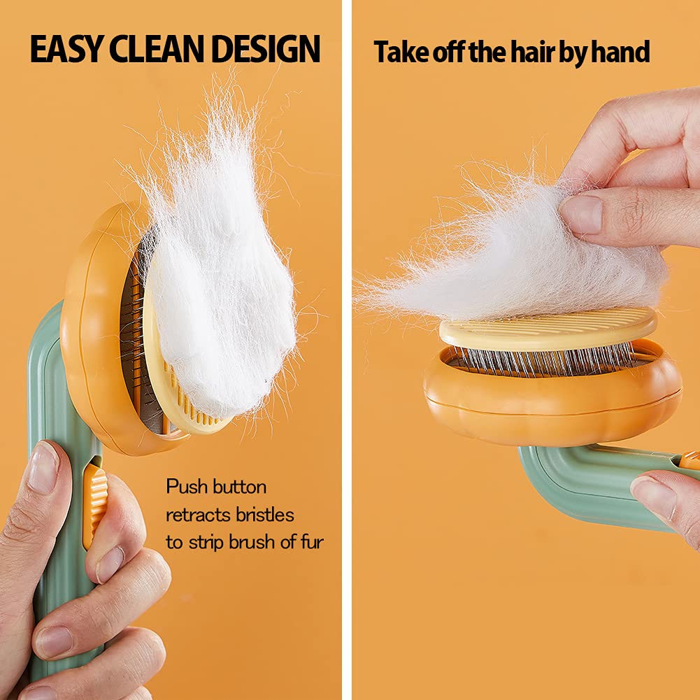 Pet Pumpkin Self Cleaning Slicker Grooming Brush Tool
