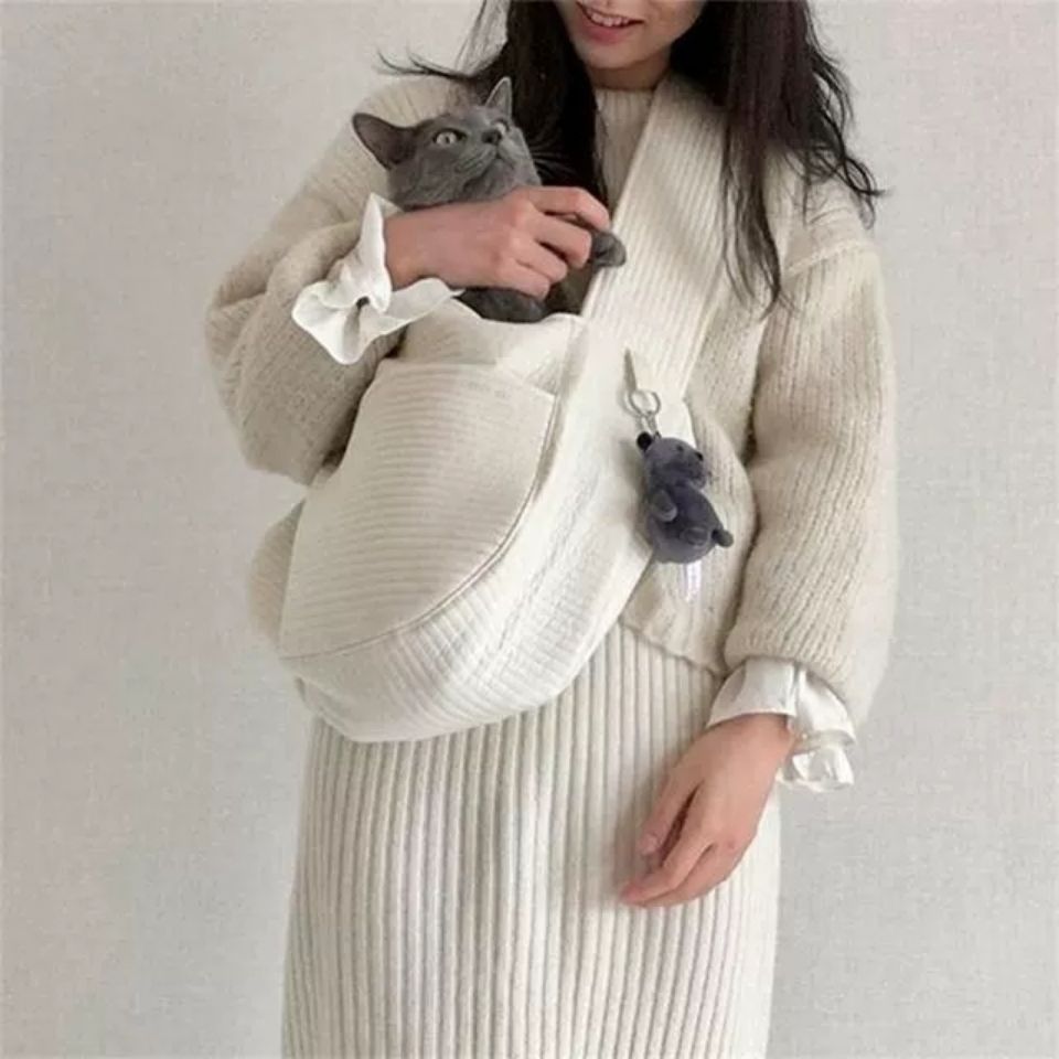 Handmade Canvas Pet Carrier Shoulder Travel Tote Bag