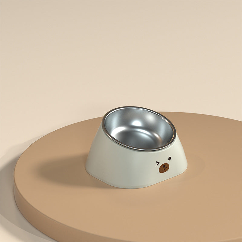 Pet Tilted Cervical Support Stainless Steel Feeding Bowl