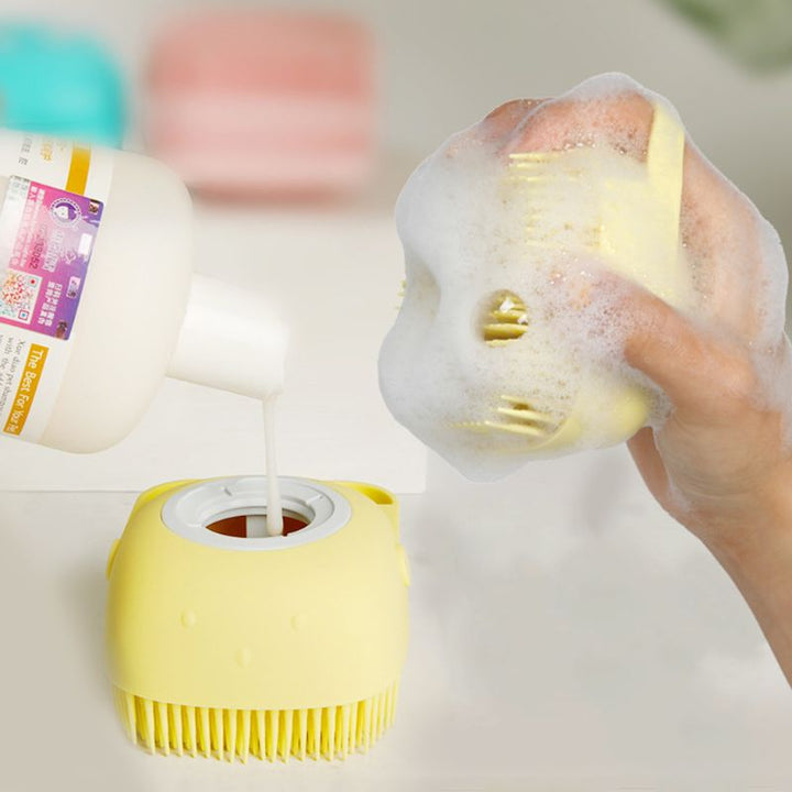 Soft Silicone Pet Bath Brush Shampoo Dispenser Grooming Tool