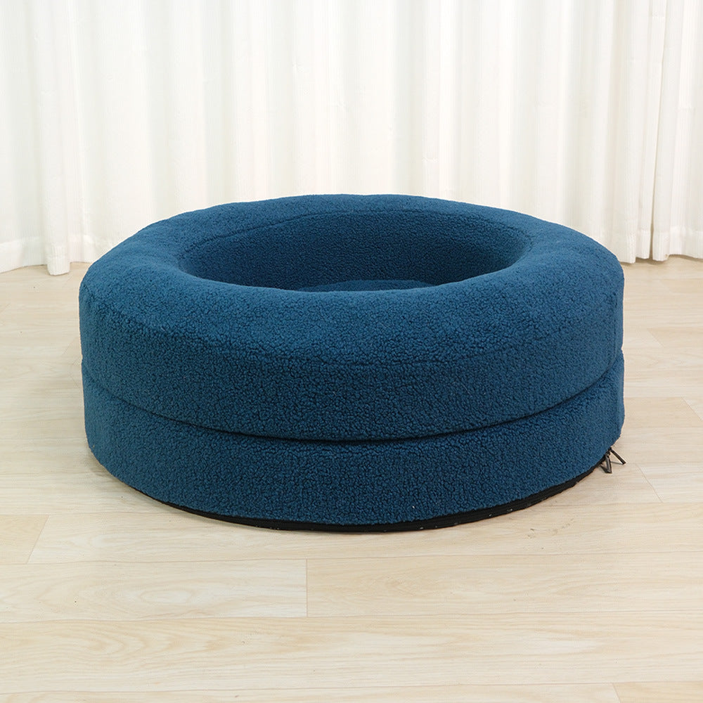 Solid Color Leisure Round Pet Bed Cozy Sleeping Nest