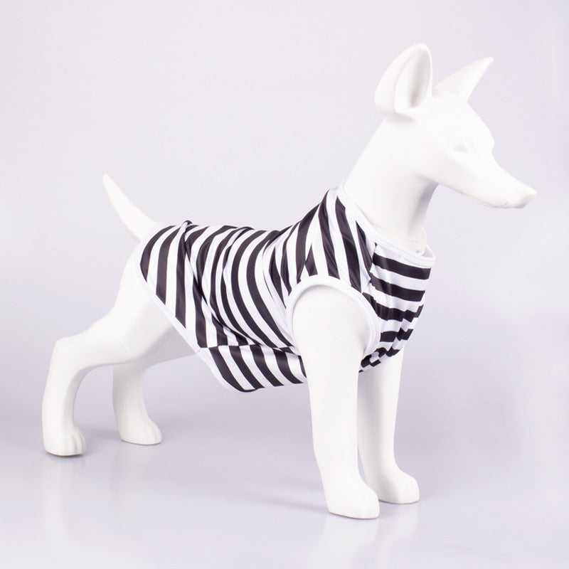 Pet Striped Crew Neck Tank Top T-Shirt Apparel