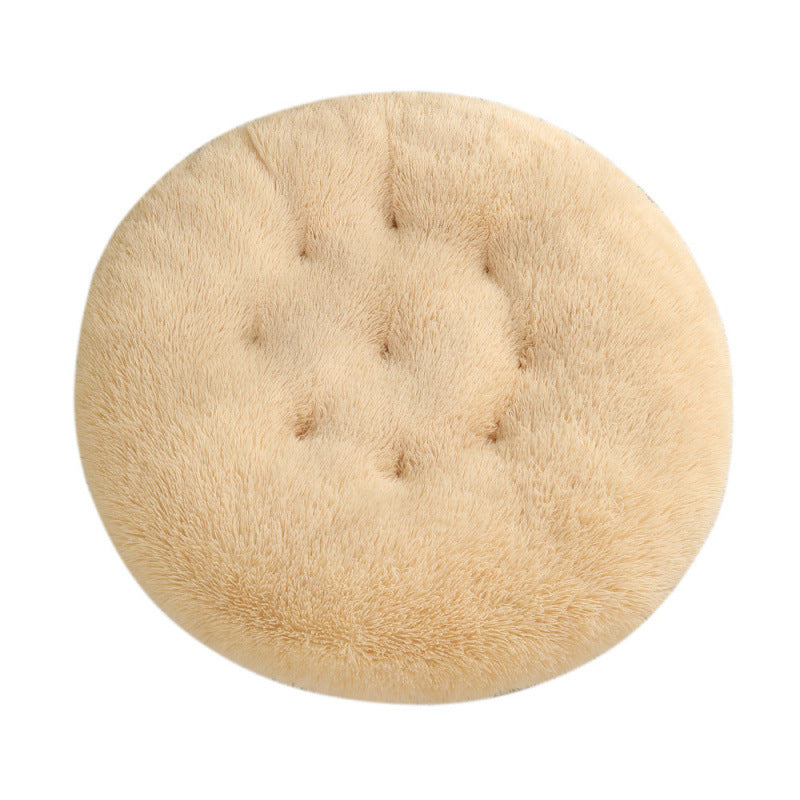 Plush Round Pet Bed Warm Sleeping Mat Cozy Nest