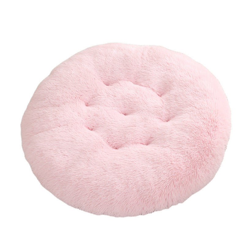 Plush Round Pet Bed Warm Sleeping Mat Cozy Nest