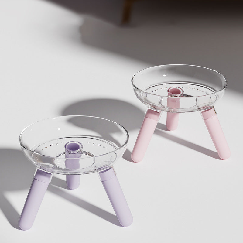 Pet Transparent Glass Anti Knock Feeding Bowl Accessories