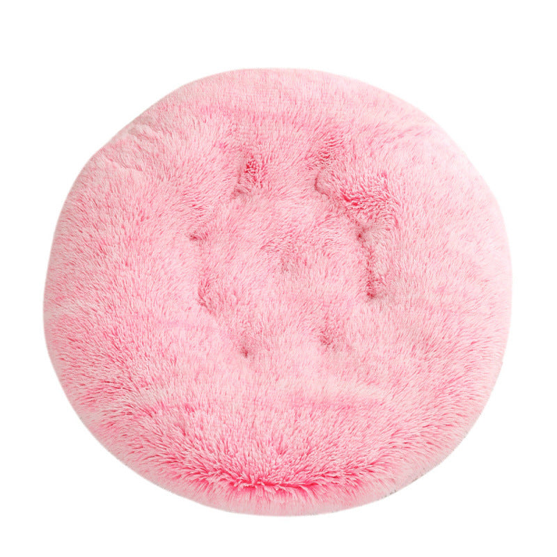 Plush Round Pet Bed Warm Sleeping Mat Cozy Nest