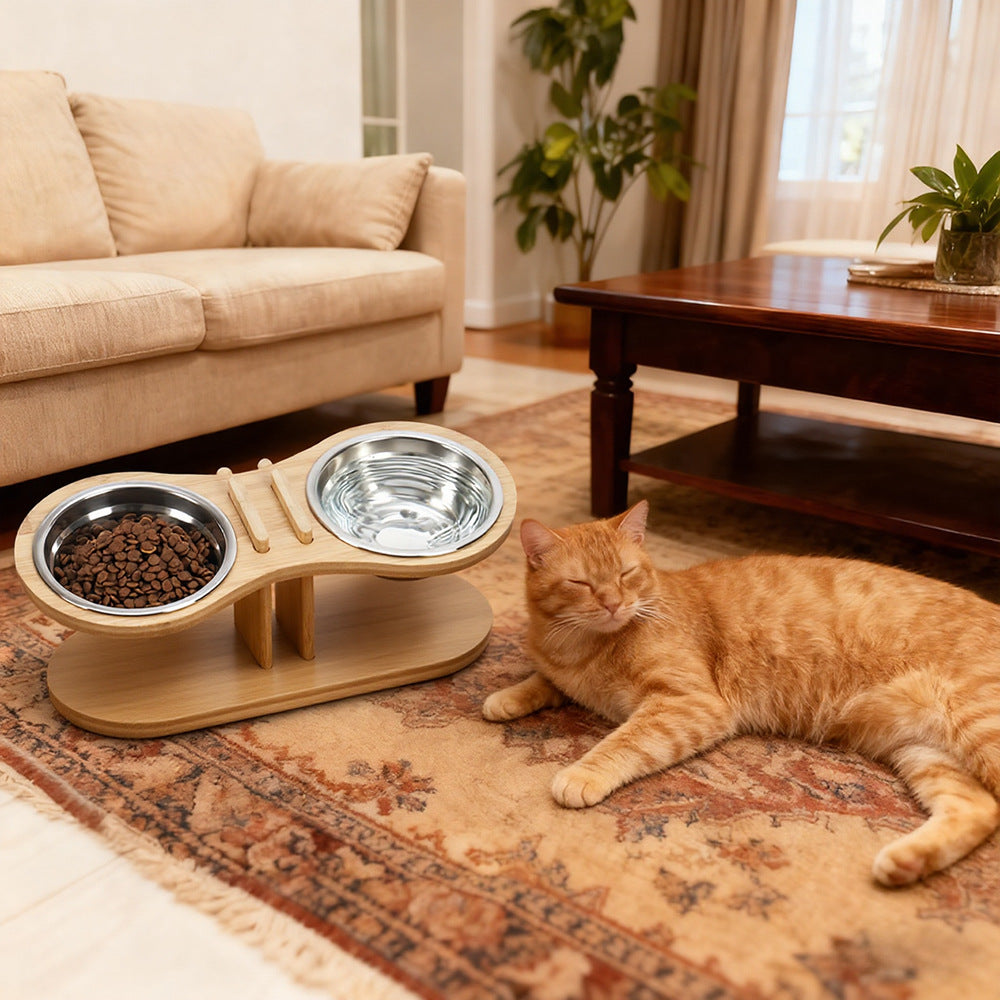Adjustable Tilted Pet Feeding Bowl Stand Set
