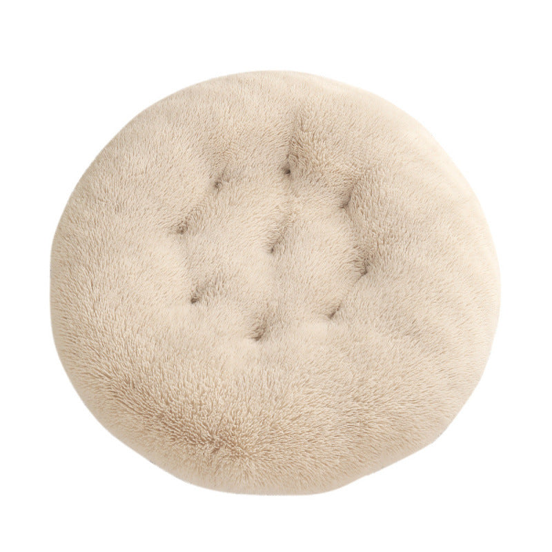 Plush Round Pet Bed Warm Sleeping Mat Cozy Nest