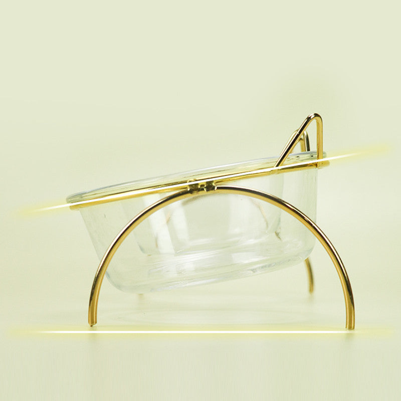 Pet Glass Feeding Bowl With Metal Rack Accessories