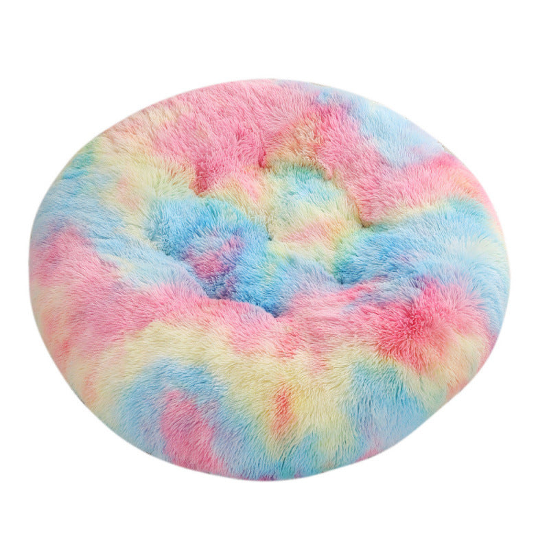 Plush Round Pet Bed Warm Sleeping Mat Cozy Nest