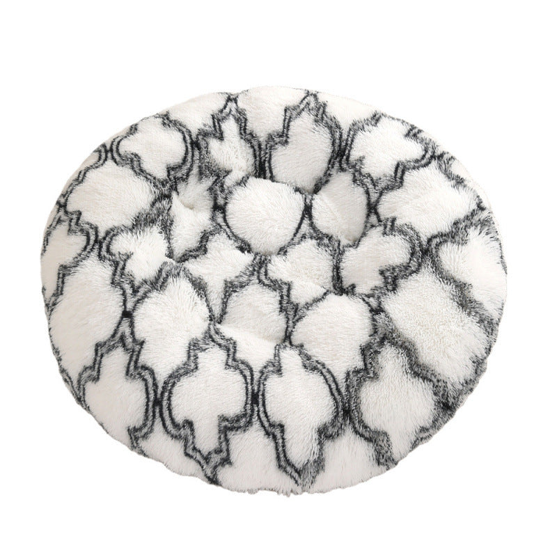 Plush Round Pet Bed Warm Sleeping Mat Cozy Nest