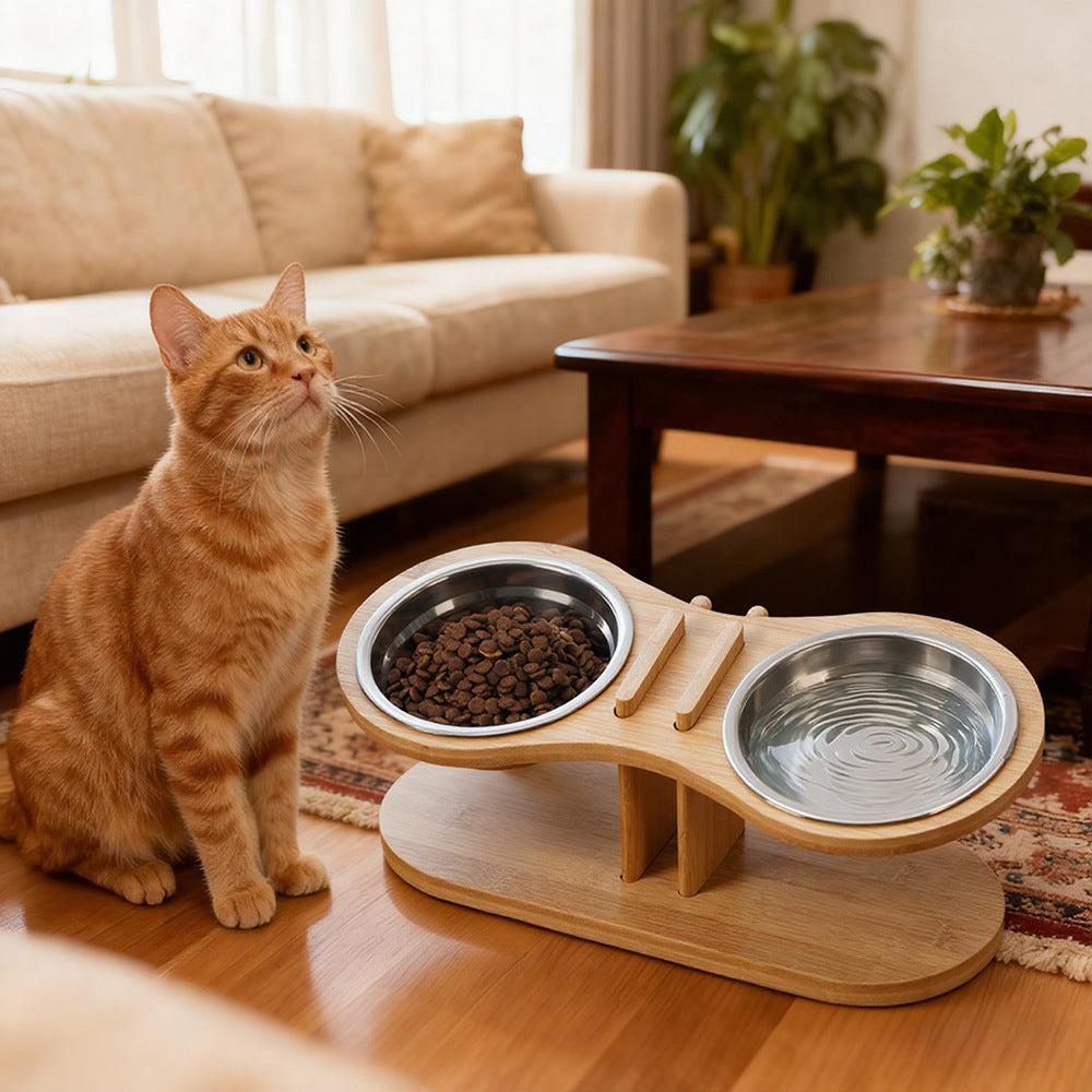 Adjustable Tilted Pet Feeding Bowl Stand Set