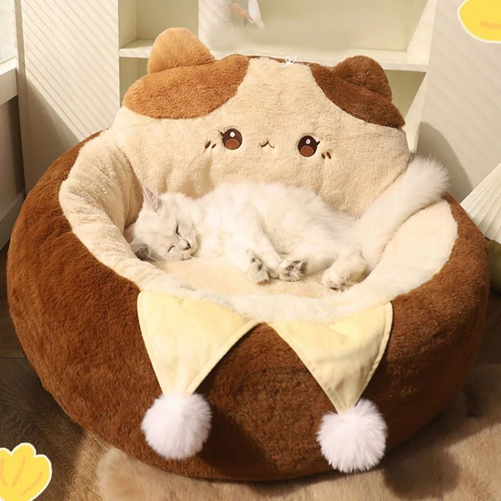 Round Pet Sofa Bed Warm Soft Sleeping Cushion