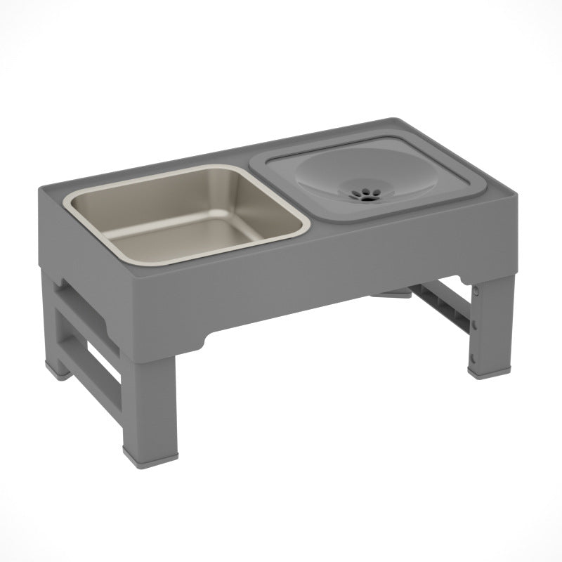 Adjustable Height Pet Double Bowl Feeding Stand Set