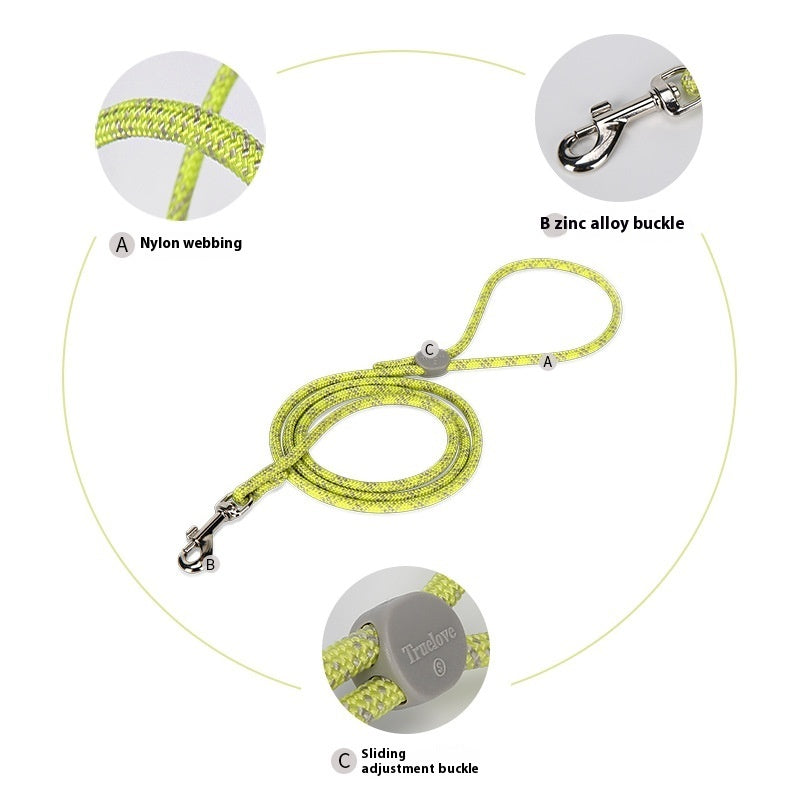 Colorful Adjustable Sliding Pet Leash Durable Walking Rope