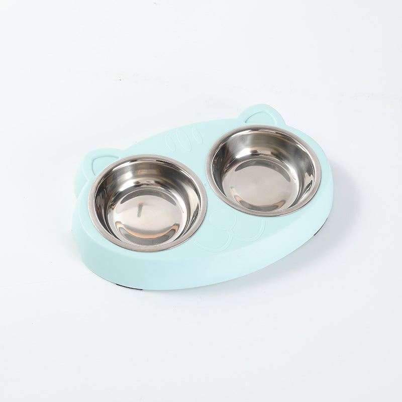 Pet Macaron Double Bowl Feeding Tray Accessories