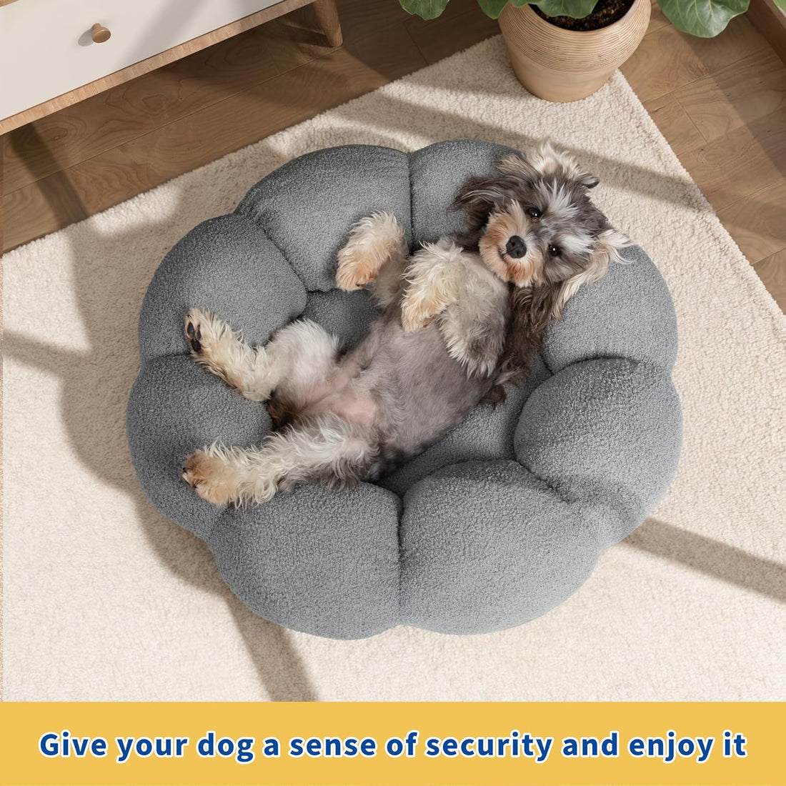 Fluffy Round Pet Calming Donut Plush Cuddler Bed
