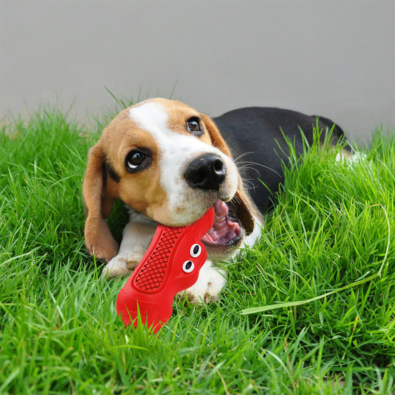 Vocal Rugby Pet Toy Natural Rubber Teething Chew Toy