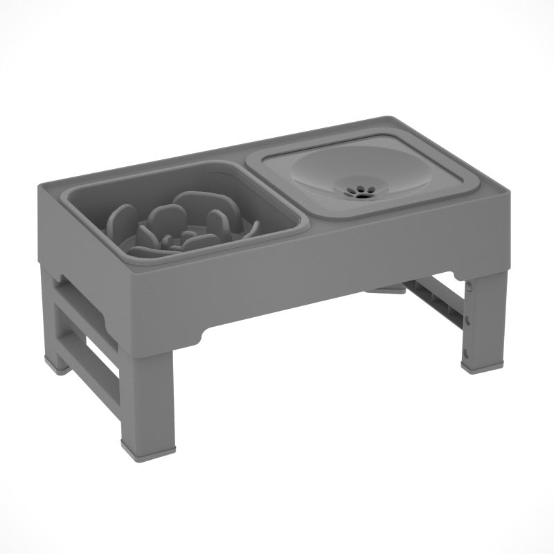 Adjustable Height Pet Double Bowl Feeding Stand Set
