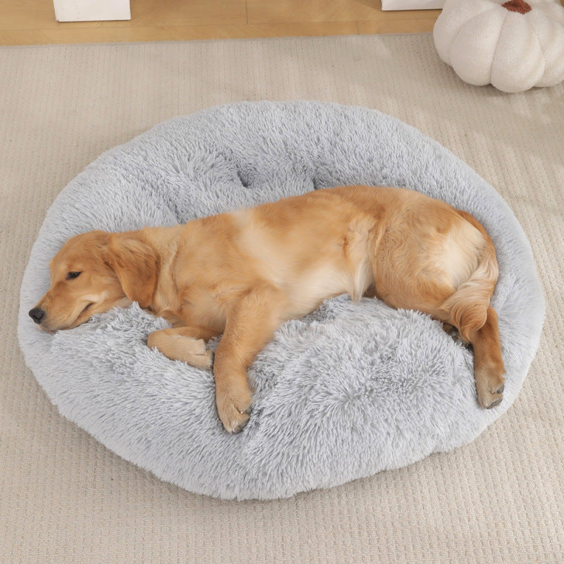 Plush Round Pet Bed Warm Sleeping Mat Cozy Nest