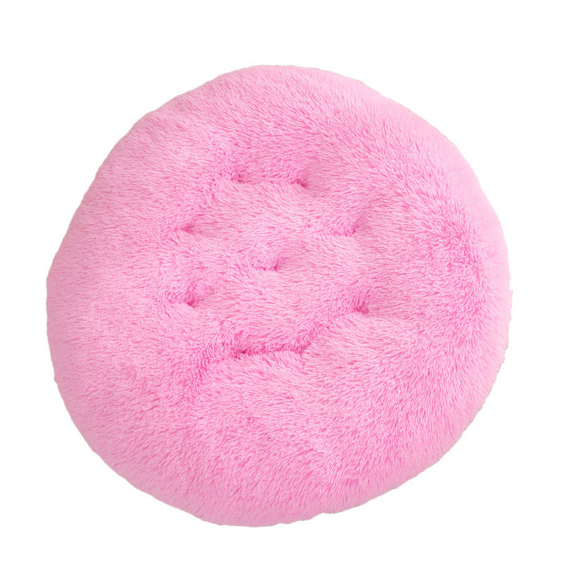 Plush Round Pet Bed Warm Sleeping Mat Cozy Nest