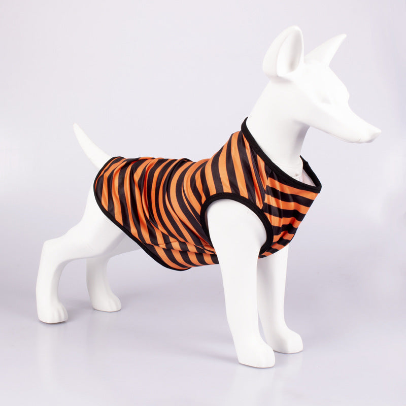 Pet Striped Crew Neck Tank Top T-Shirt Apparel