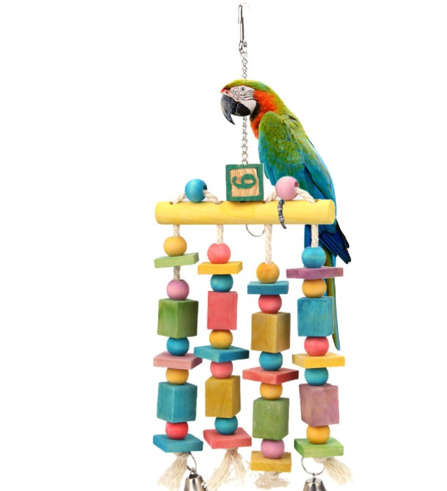 Colorful Hanging Parrot Cage Bell Swing Toy