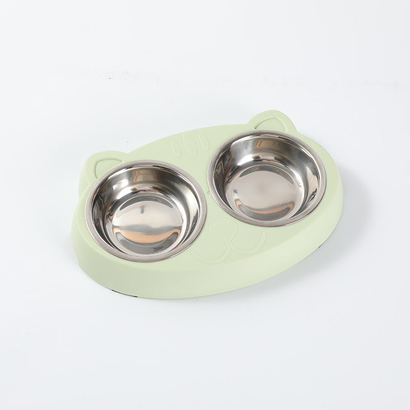 Pet Macaron Double Bowl Feeding Tray Accessories