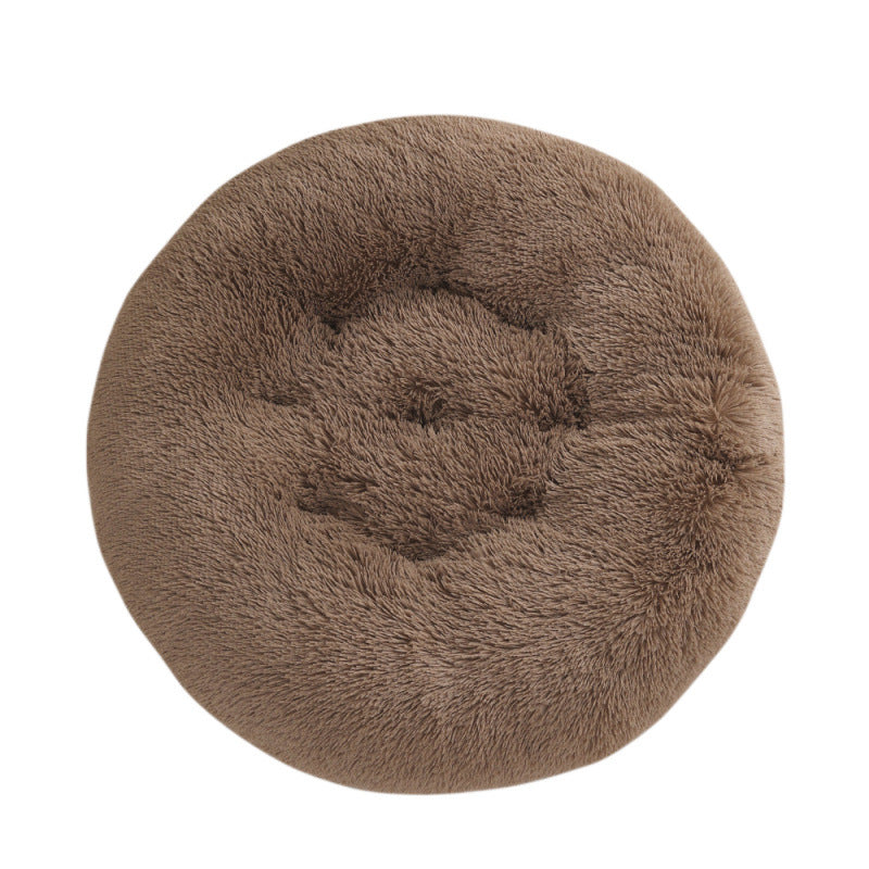 Plush Round Pet Bed Warm Sleeping Mat Cozy Nest