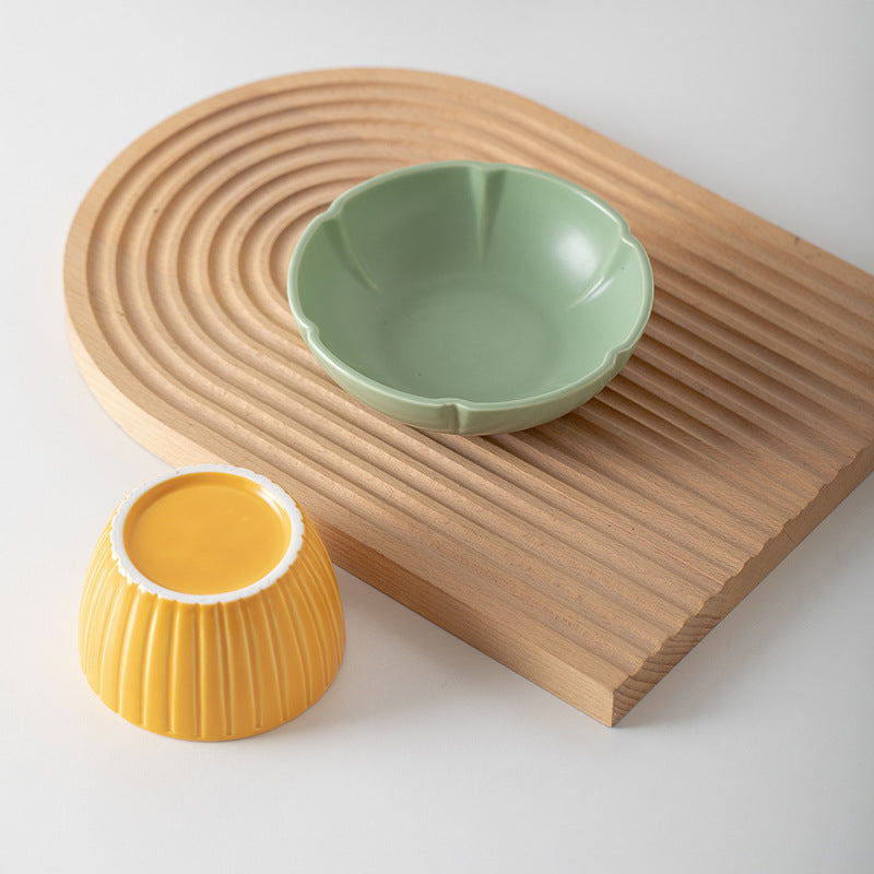 Macaron Color Pet Ceramic Feeding Bowl Set