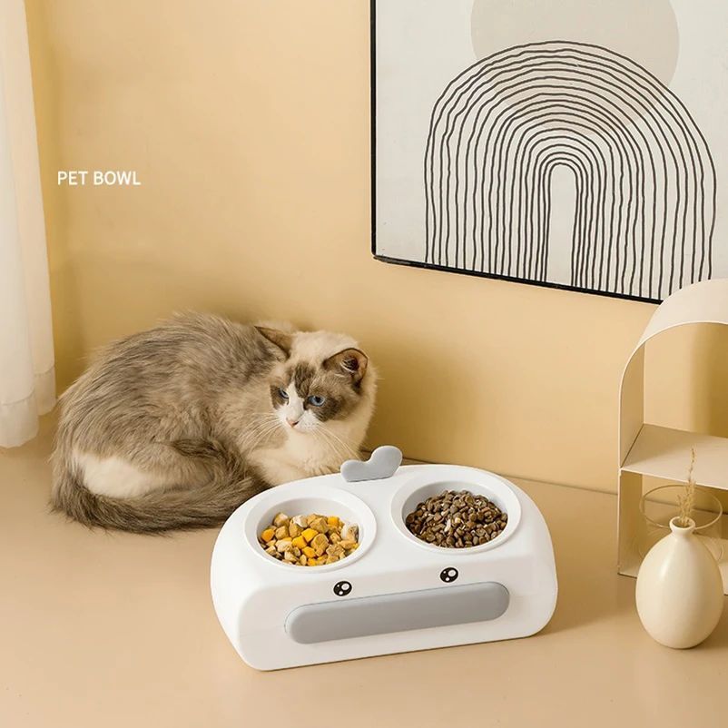 Pet Duck Design Double Bowl Feeding Tray Accessories