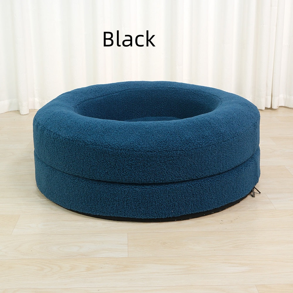 Solid Color Leisure Round Pet Bed Cozy Sleeping Nest