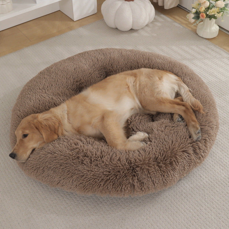 Plush Round Pet Bed Warm Sleeping Mat Cozy Nest