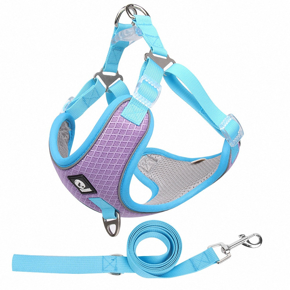 Adjustable Breathable Pet Harness With Control Leash